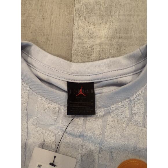 Jordan Shirt Kids Medium White Terry Cloth Patch Crewneck Short Sleeve Youth - Picture 5 of 6